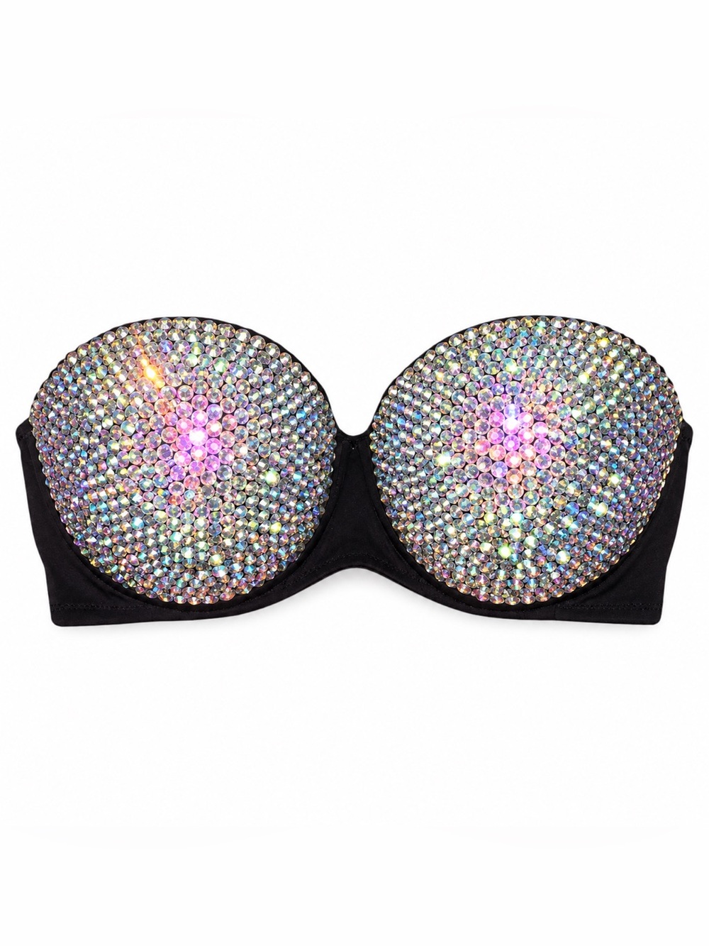 40B Crystal AB Iridescent Design Rhinestone Glam Bling Bra Top